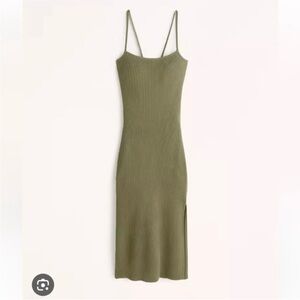 Abercrombie & Fitch Green Ribbed midi dress